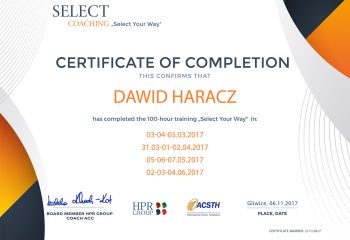 Dawid Haracz - Certyfikat coachingowy ICF